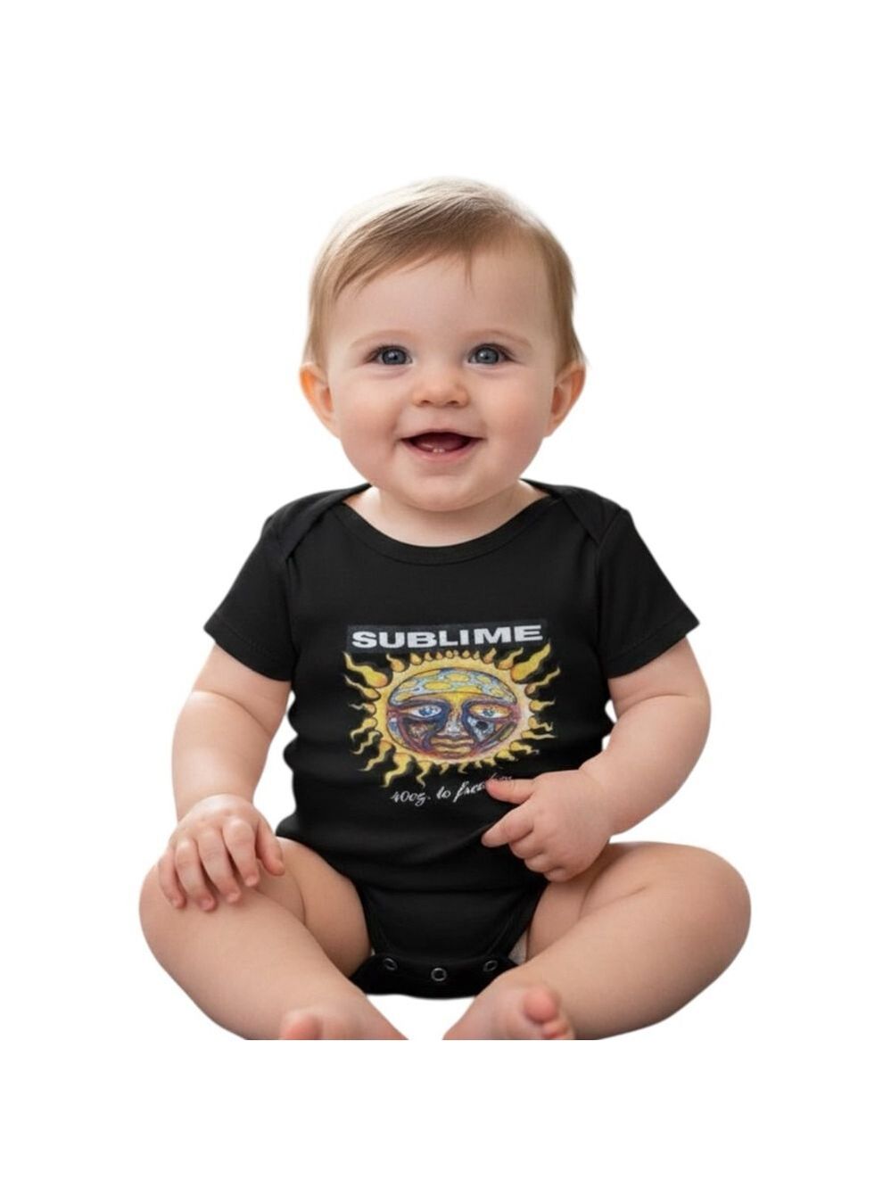 Vintage 90s Sublime 40oz to Freedom Black Band Onesie 12M Rock Baby Bodysuit